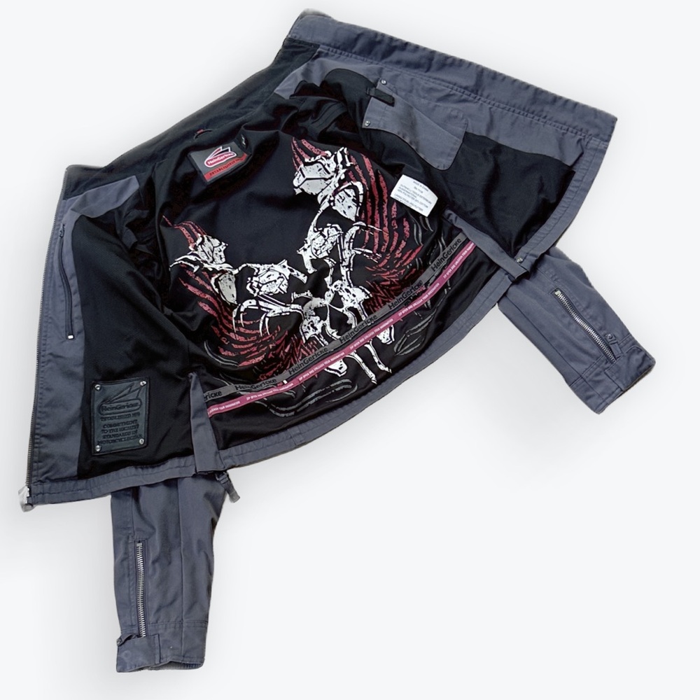 Gray Canvas Unisex Motorcycle Gear Bomber Jacket Reinforced Elbow HeinGericke~ L